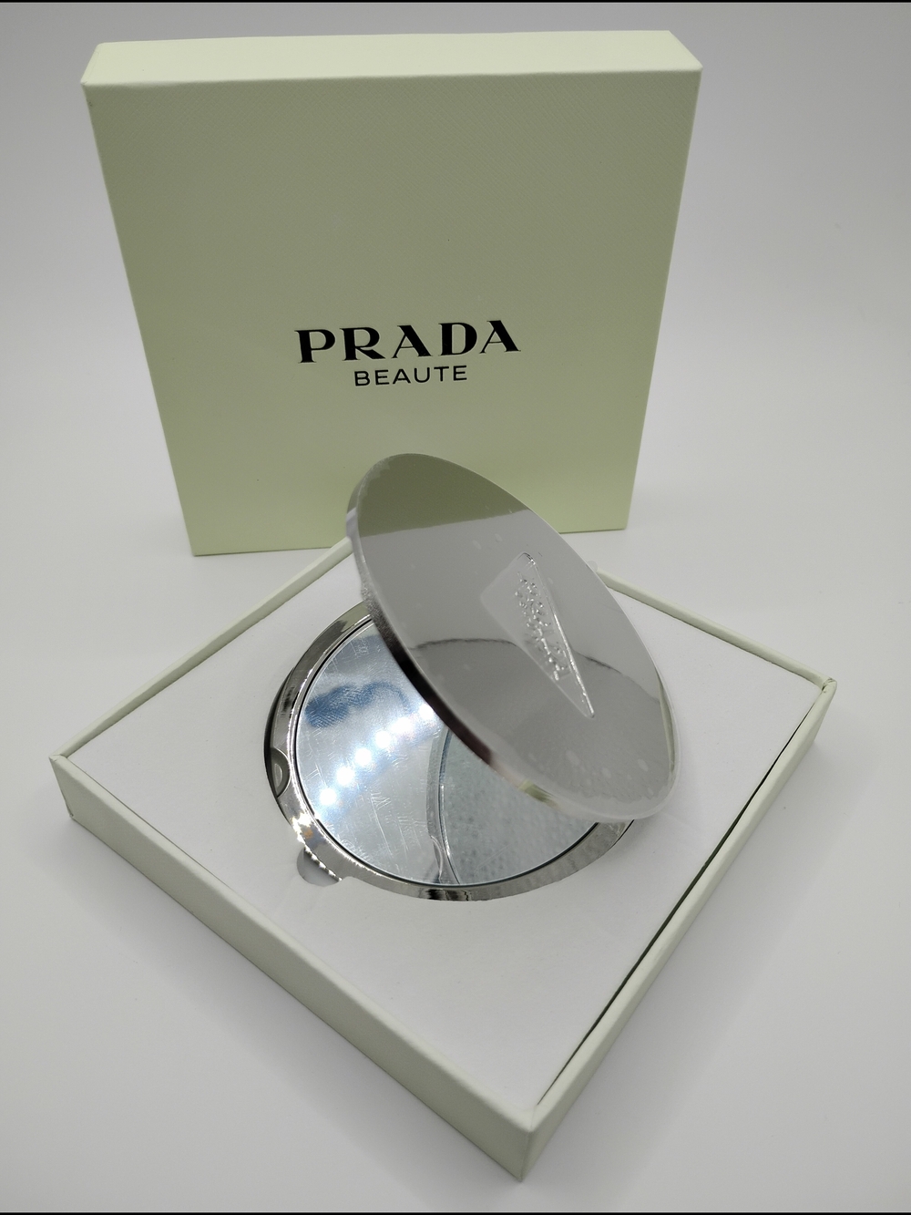 Prada Silver Compact Mirror BRAND NEW WITH THE BOX